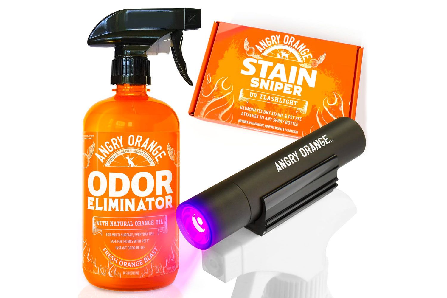 Amazon Angry Orange Pet Eliminator + UV Plearfle Lampy Sniper Détecteur