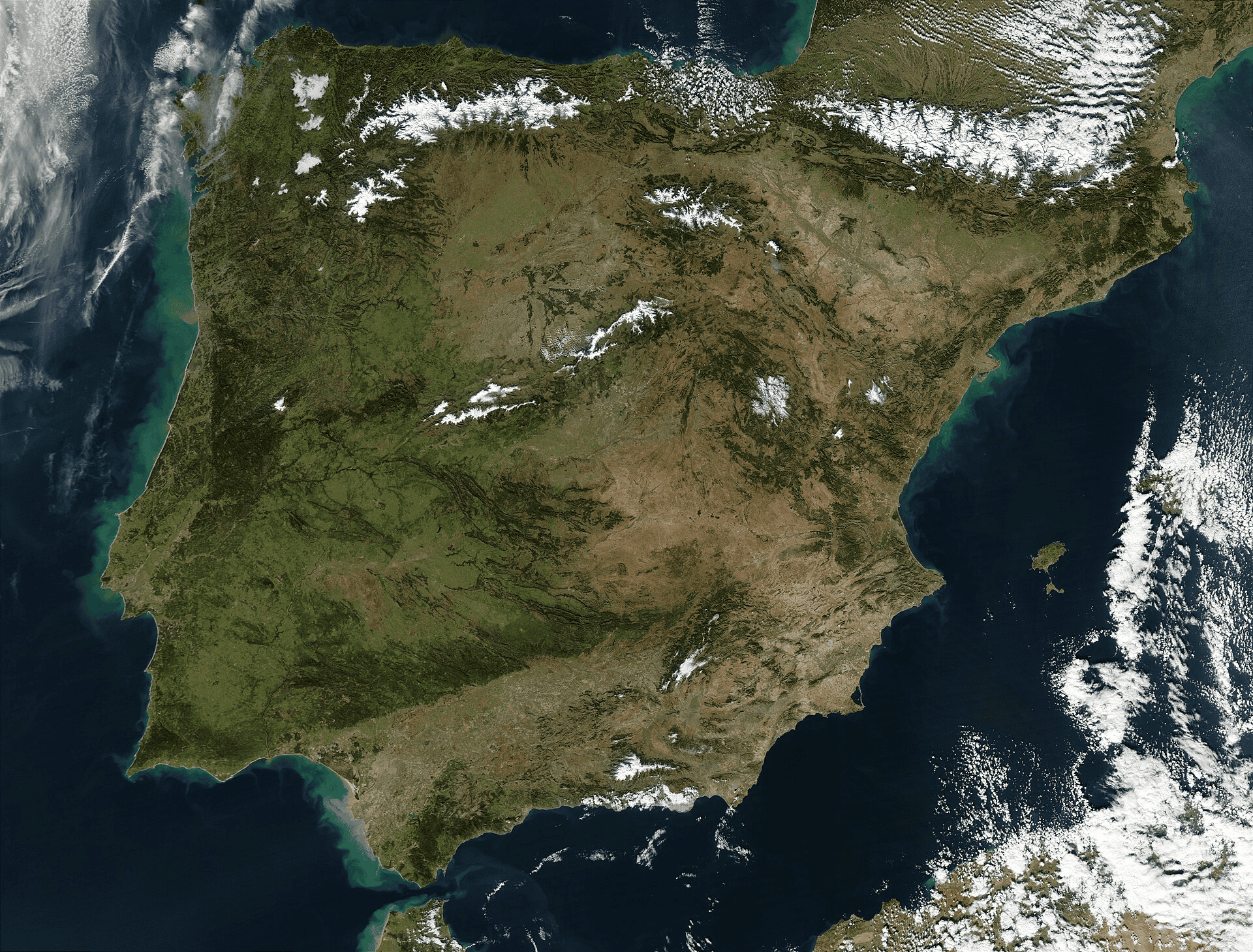 Image satellite de la péninsule ibérique