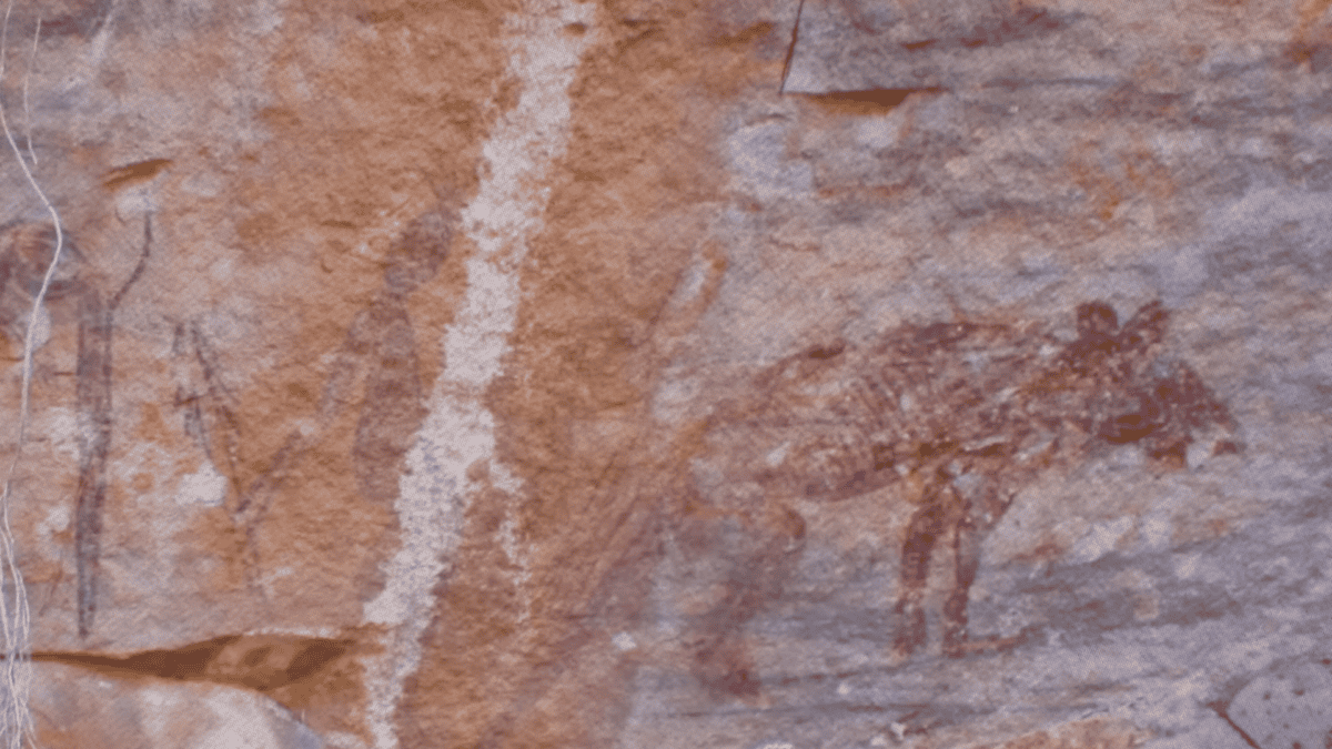 Dessin rupestre de la même époque que le kangourou préhistorique.